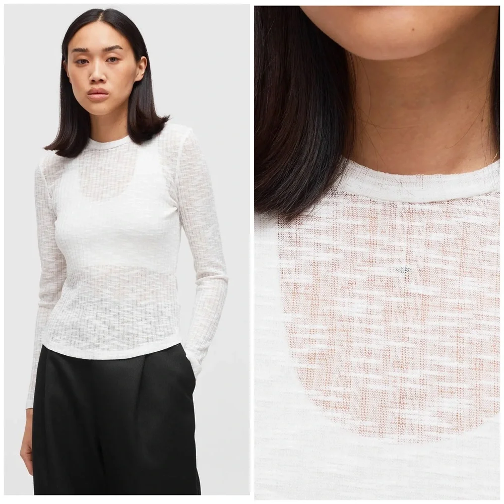 Free People Intimately Aura Layering Top in White Size L EUC
